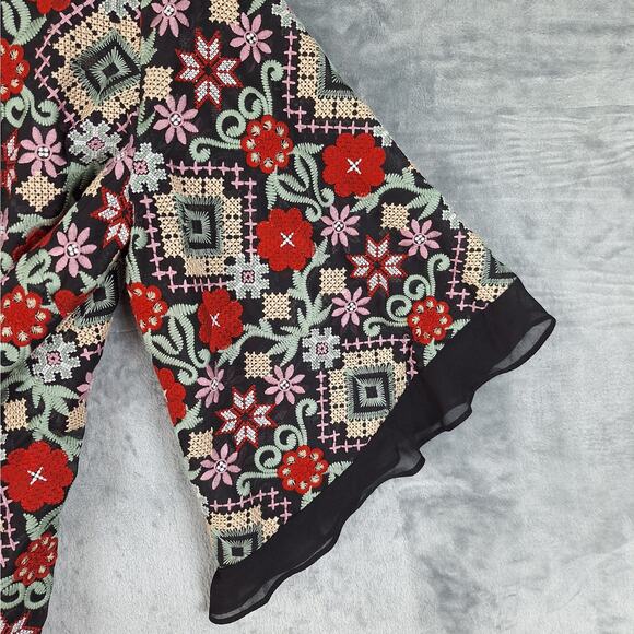 Womens Dress Small Tati Boho Chic Floral Embroidered Flare Festival Hippie Shift - Picture 3 of 7